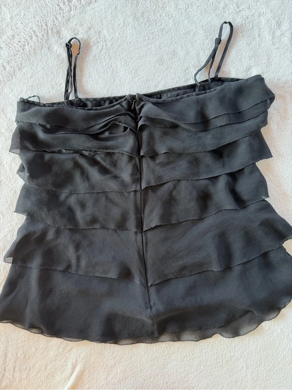Dkny Black Layered Ruffle Camisole Size 10 - Picture 3 of 7